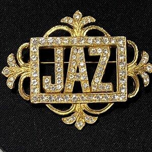 MONOGRAM “JAZ” - Brooch by ORA - Gold Tone and Rhinestones - Beautiful Brooch